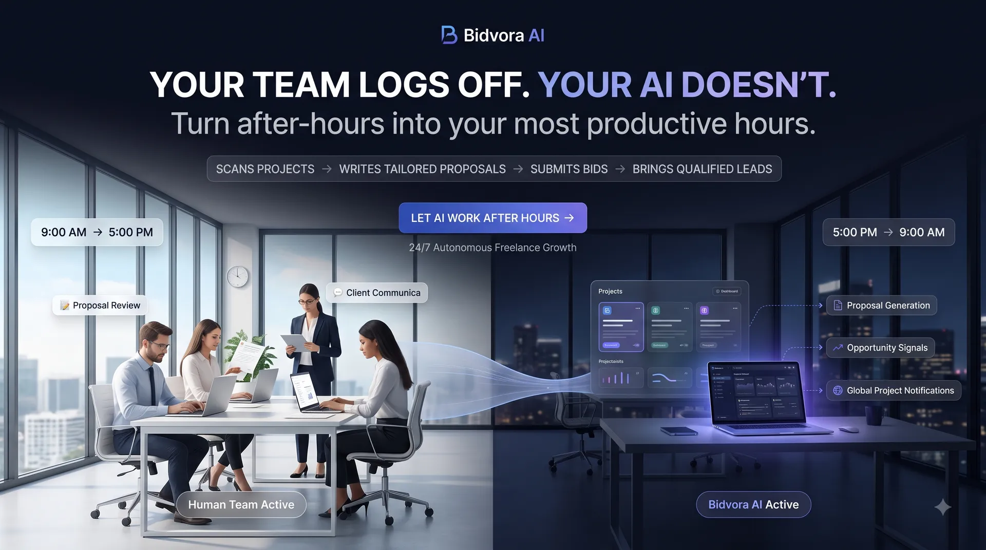 Bidvora AI 24/7 Autonomous Bidding - Your Team Logs Off